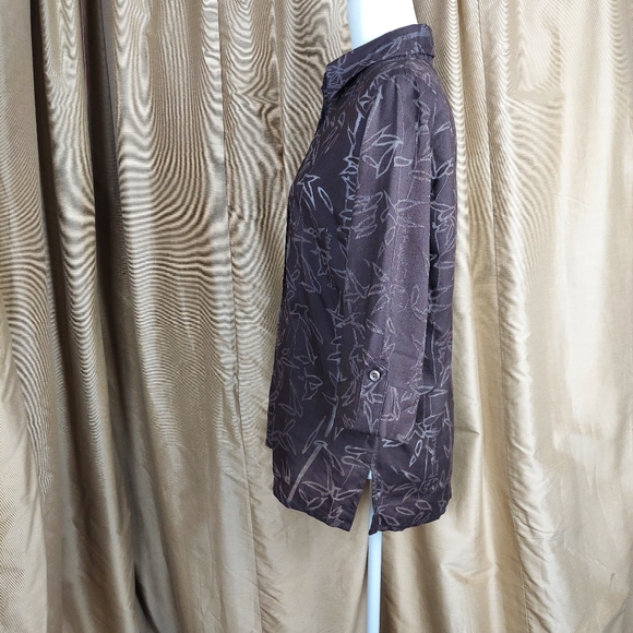 Bamboo Traders linen blend sheer print  top size M - Picture 3 of 9